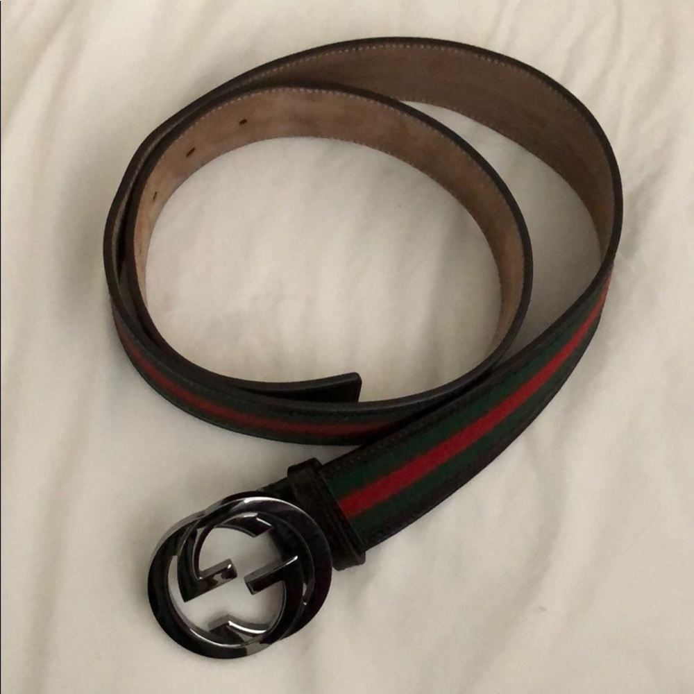 Gucci lifestyle 85 Belt - Brown red green